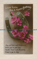 R105676 Greetings. Good Luck And A Happy Birthday. Horseshoe And Flowers. RP. 19 - Mundo