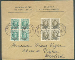 S3(4)-S4(4) - Houyoux 35c. Et 60c. Service En Blocs De 4 Obl; Sc Agence De VERVIERS 12 * Sur Lettre De Service (Chemins - Storia Postale