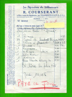 FACTURE . " LES PÉPINIÈRES DU VILLENEUVOIS " . R. COURSERANT À BIAS . LOT-ET-GARONNE - Réf. N°39030 - - 1950 - ...
