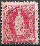 Schweiz Suisse 1902: 13 Zähne 13 Dents KZ II  Zu 75D Mi 70C Yv ?? - 1 Fr Karmin  ⊙ ZOLLIKERBERG 11.IX.03 (Zu CHF 13.00) - Used Stamps
