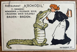 Baden-Baden - Restaurant Krokodil - Münchner U. Pilsener Bier - Moderne Wein-Salons - Gelaufen 19/05/1913 - Baden-Baden