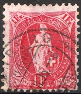 Schweiz Suisse 1902: 13 Zähne 13 Dents KZ II  Zu 75D Mi 70C Yv ?? - 1 Fr Karmin  ⊙ OBERIBERG ?.XII.05 (Zu CHF 13.00) - Used Stamps