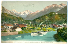 Interlaken, Schiffsankunft, Aussicht Auf Heimwehfluh, Mönch Und Jungfrau, Switzerland - Interlaken