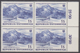 1962 , Verstaatlichte Elektrizitätswirtschaft , Speicher Mooserboden ( Mi.Nr.: 1103 ) (4) 4-er Block Postfrisch ** - Unused Stamps