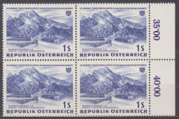 1962 , Verstaatlichte Elektrizitätswirtschaft , Speicher Mooserboden ( Mi.Nr.: 1103 ) (5) 4-er Block Postfrisch ** - Unused Stamps