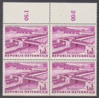 1962 , Verstaatlichte Elektrizitätswirtschaft ,Kraftwerk Ybbs - Persenbeug ( Mi.Nr.: 1104 ) (3) 4-er Block Postfrisch ** - Neufs