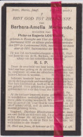 Devotie Doodsprentje Overlijden - Barbara Merlevede Dochter Pieter & Eugenia Louwagie - Reninge Aan IJzer 1839 - 1926 - Obituary Notices