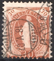 Schweiz Suisse 1905:  13 Zähne Dents WZ I Zu 88A Mi 76C Yv 95 (30c) Mit ⊙ AU 18.V.07 ST.GALLEN (Zu CHF 3.00) - Oblitérés