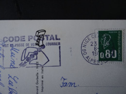 Postkarte Nice: Maschinenstempel "Code Postal" Mot De Passe De Votre Courrier - 1977 - Código Postal