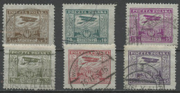 Pologne - Poland - Polen Poste Aérienne 1925 Y&T N°PA4 à 9 - Michel N°F227 à 232 (o) - Biplan Survolant Varsovie - Used Stamps