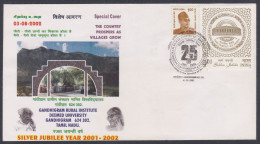 Inde India 2002 Special Cover Gandhigram Rural Institute, Tamil Nadu, Education, Village, Mountain - Cartas & Documentos