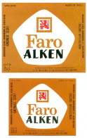 2 Oude Etiketten Bier Faro Alken 33cl + 75cl - Brouwerij / Brasserie Alken-Kronenbourg - Bière