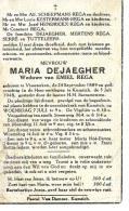 Faire-part De Déces De VISSENAKEN ( Tirlemont / Tienen ) De Maria Dejaegher 1948 - Décès