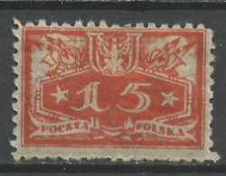 Pologne - Poland - Polen Service 1921 Y&T N°S14 - Michel N°D14 * - 15f Chiffre - Dienstmarken