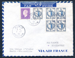 RC 27669 FRANCE 1946 PARIS - BRAZAVILLE VOYAGE D'ETUDES 1er VOL FFC - TB - 1927-1959 Lettres & Documents