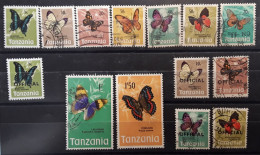 TANZANIA TANZANIE   Butterfly Serie Papillon 14 Timbres,  Neufs ** / O Dont Service Official , TB - Schmetterlinge