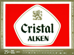 Oud Etiket Bier Cristal Alken - Brouwerij / Brasserie Alken-Kronenbourg - Beer