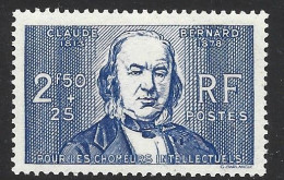 FRANCE N° 464 2F50 + 25C BLEU CLAUDE BERNARD PAPIER CARTON  NEUF SANS CHARNIERE - Neufs