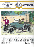 Tintin Hergé  Calendrier  Neuf 1985 Avec Les 12 Illustrations Tintin Avec Un Véhicule Citroën Différent - Oggetti Pubblicitari