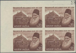 INDIA - 1973 - 'S.A. Khan - 20 Paise  - Three Different IMPERF Colour Trials - Unused Stamps