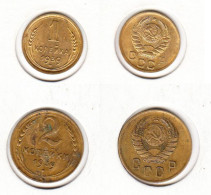 RUSSIE  1 Kopek + 2 Kopeks 1939, 11 Rubans, Russia,  Russland, - Rusia