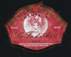 Etiquette Champagne Brut  Rosé La Fée D'arlette Arsonval  Marne 51  "femme" - Champagne