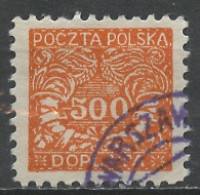 Pologne - Poland - Polen Taxe 1919 Y&T N°T21 - Michel N°P30 (o) - 500f Chiffre - Postage Due