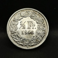 1/2 FRANC ARGENT 1948 B BERNE HELVETIA DEBOUT SUISSE / SWITZERLAND SILVER - 1/2 Franken