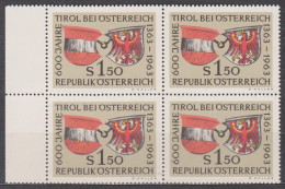 1963 (3) , 600 Jahre Zugehörigkeit Tirols Zu Österreich ( Mi.Nr.: 1133 ) 4-er Block Postfrisch ** - Nuovi