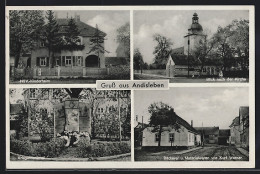 AK Andisleben, NSV.-Kinderheim, Kirche, Bäckerei V. Kurt Werner, Kriegerdenkmal  - Autres & Non Classés