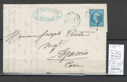 France Lettre Avec Cachet  - 2  Bat à Vap 2 - Marseille Pour Ajaccio - Corse - 1864 - Lettres & Documents