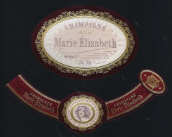 Etiquette Champagne Brut  Rosé Marie Elisabeth   "femme"  Avec Sa Collerette - Champan