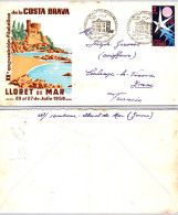 Espagne - Lettre - Obl Lloret De Mar 1958 - Exposicion Filtélica De La Costa Brava Pour Coulanges-la-vineuse - Andere & Zonder Classificatie