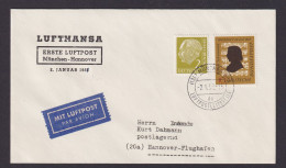 Flugpost Brief Air Mail Bund MIF Heuss U.a. Luthansa München Hannover 2.1.1957 - Covers & Documents