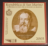 SAINT MARIN SAN MARINO 2005 / POCHETTE OFFICIELLE  2€ COMMEMO / GALILEO GALILEI / BU - San Marino