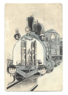 Vintage Postcard  *  Illustrator Xavier Sager  -  Brussel - Bruxelles  - Train - Sager, Xavier