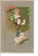 Antigua Postal Romantica. Niño Con Carta Y Flores.    - 7526 - Sonstige & Ohne Zuordnung