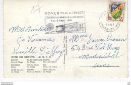 SECAP Temporaire ROYAN Ville De Congres Federation Nationale Des Fleuristes 4 Au 9 Sept. 1961 CaD " ROYAN  Ppal Blason - Mechanical Postmarks (Other)