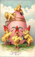 Joyeuses Pâques - Poussins Avec œuf  - Carte Gaufrée - Easter