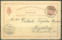 1893 Used 10ore Card Kjobenhavn To Magdeburg, Berlin, Germany - Covers & Documents