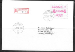 1990 30,50 ATM Register Kobenhavn To Germany - Lettres & Documents