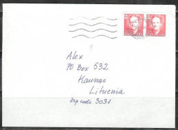1995 Pair 3.75K Queen Margrethe II On Cover To Lithuania - Covers & Documents