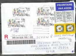 2008 Estonia Registered Cover To South Carolina USA, 8 Stamps - Estonia