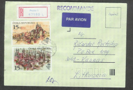 Czech Republic 1995 Stamp Exibition On Registered Cover To Lithuania - Briefe U. Dokumente