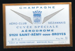 Etiquette Champagne Brut Cuvée Spéciale  Aéro Club Sezannais  Hazard-Chaplart  Monthelon  Marne 51  "sport, Aviation" V2 - Champagner