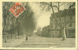 CP CPA Hérault Pézénas Pézenas Promenade Du Pré Et Route De Béziers Edit S.M Grand Hôtel Du Commerce - Pezenas