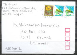 1997 Pair 50y White-eye Bird Stamps To Lithuania - Cartas & Documentos