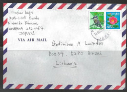 1998 Kanagawa (14.VIII.98) To Birzai  Lithuania - Cartas & Documentos