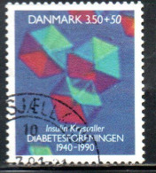 DANEMARK DANMARK DENMARK DANIMARCA 1990 DANISH DIABETES ASSOCIATION 50th ANNIVERSARY 3.50k USED USATO OBLITERE' - Usado
