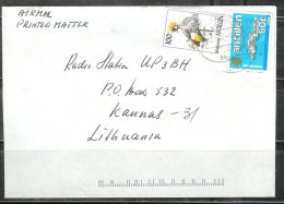 Curacao, 100c Bird Black Crowned Crane On 1997 Cover To Lithuania - Curazao, Antillas Holandesas, Aruba